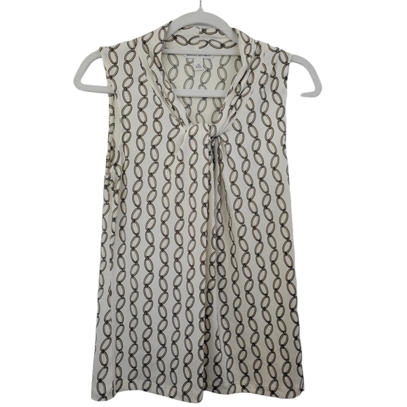 Banana Republic Cream Sleeveless Top With Chain Pattern Size XSmall - Picture 1 of 12